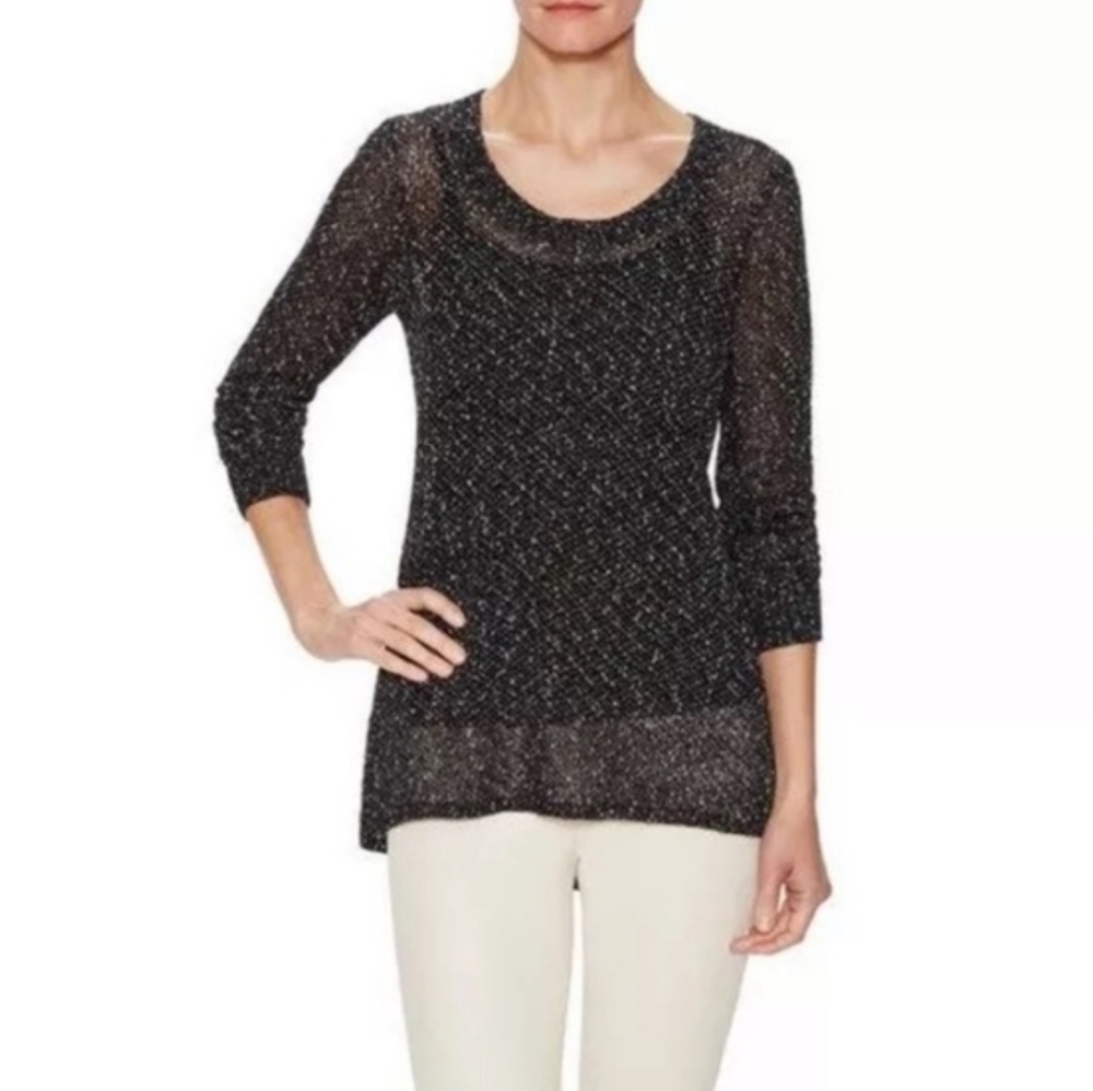 Eileen Fisher Open Knit Linen Blend Pullover Sweater
